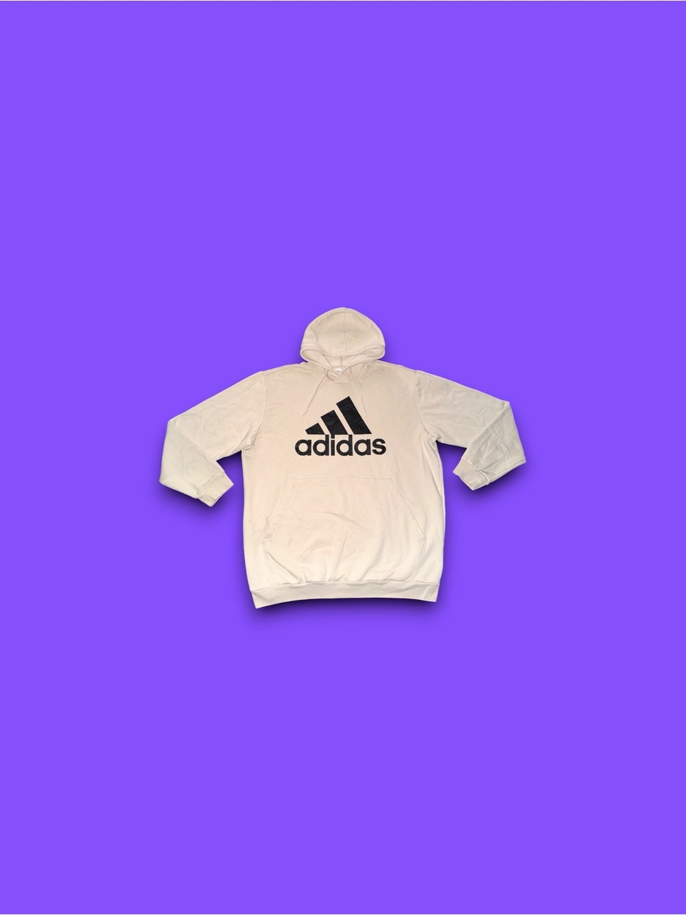 Adidas Pullover Men’s Size 2XLT Off White Sport Fleece Hoodie Kangaroo Pockets